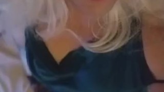 Shemale jerking off, tastes cum